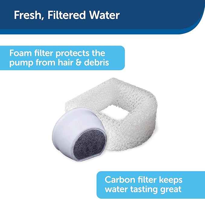 PetSafe Drinkwell Pagoda Fountain - Hygienic Ceramic Continuous Flowing Fountain - Elevated Upper Bowl & Double Free-Falling Stream Design - Minimalist Pet Hydration Station - 70 oz Capacity