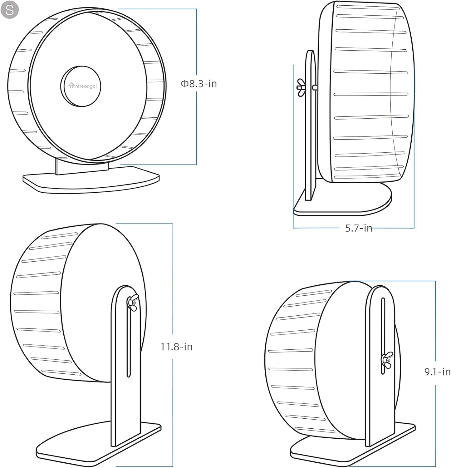 Niteangel Super-Silent Hamster Exercise Wheels: - Quiet Spinner Hamster Running Wheels with Adjustable Stand for Hamsters Gerbils Mice Or Other Small Animals (S, Pink)