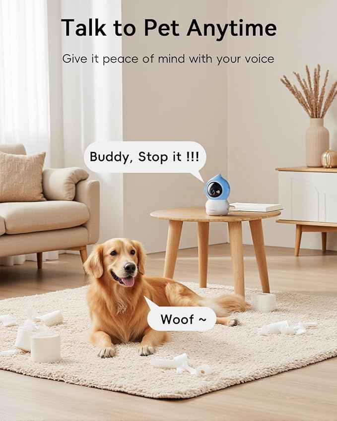 ZUMIMALL Pet Camera Indoor, 5G/2.4G WiFi Camera for Dog/Cat with Laser Toy, 3MP Pet Security Cameras with Phone App, 2-Way Talk, Auto Tracking, Pet/PIR/AI Detection, Privacy Protect, Alexa/ONVIF/Cloud