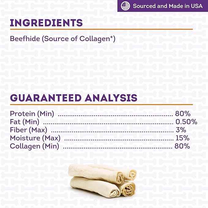 USA Collagen Rolls 9-10" Dog Chew Treats - Natural Flavor, 4 Count/1 Pack