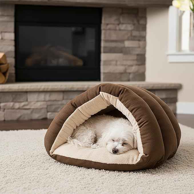 SPOT Sleep Zone Cuddle Cave Pet Bed | Soft, Plush Interior for Cats and Small Dog Breeds | Attractive and Durable Faux Suede Exterior | Machine Washable | Pet Safe