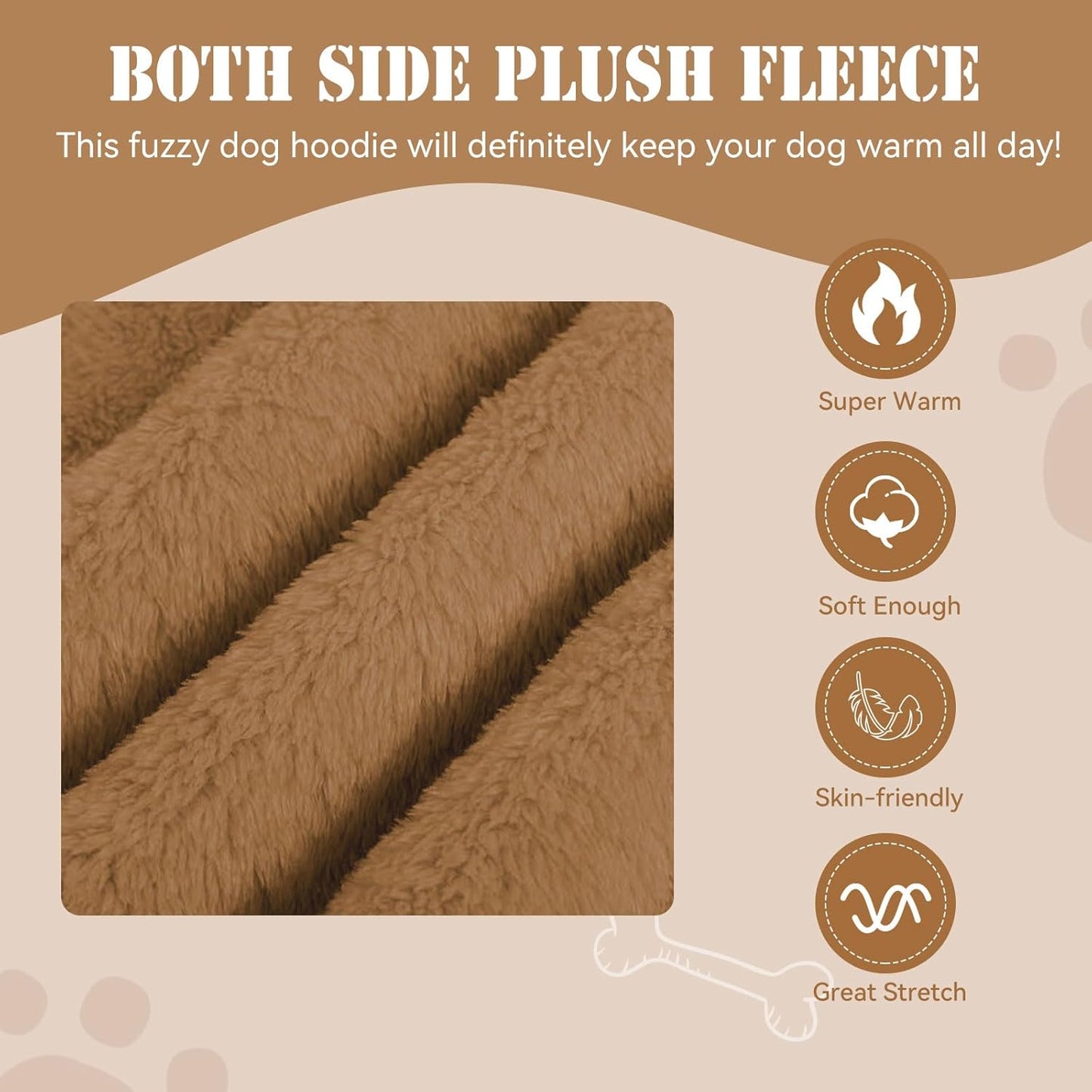 Fuzzy Dog Sweaters for Small Dogs Dog Hoodie Pet Clothes Warm Soft Cozy Coats Hooded Sweatshirt Fleece Small Pet Hoodies Sweater(Coffee-S)