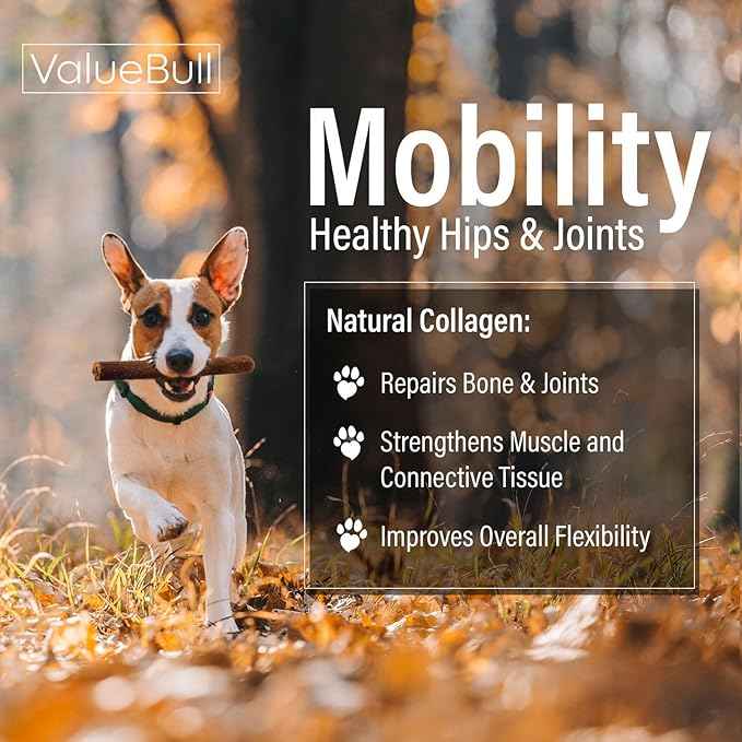 ValueBull Collagen Sticks for Small Dogs, 6 Inch Thin Chews, Natural Dog Treats, 200 Count Bulk Pack - Supports Joints, Skin & Coat with Chondroitin & Glucosamine