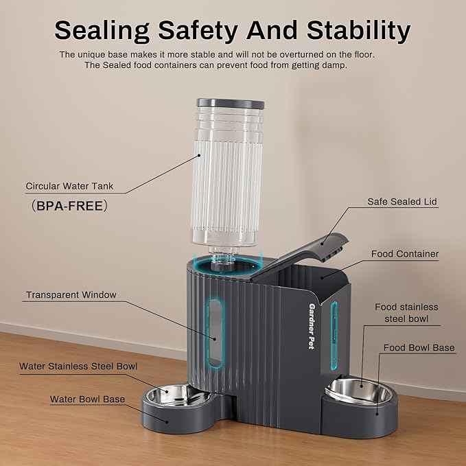 Gardner Pet Automatic Gravity Cat Food Feeder and Water Dispenser Stainless Steel Two-in-One Set Large Capacity Dispenser for Medium, Large Dogs, Puppies, Kittens, Rabbits-(1.6 Gallons x 2)
