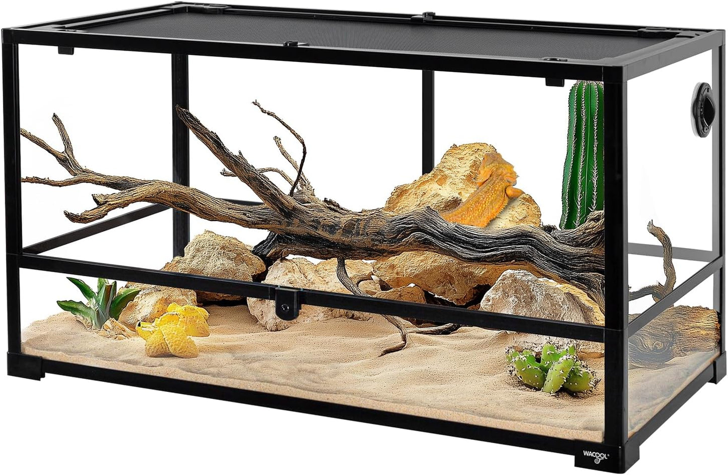 Large Reptile Tank 55 Gallon, 360°Full Vision Glass Reptile Terrarium with Top Mesh Lid for Beaded Dragon Lizard Gecko Snake Hermit Crab Use, 36"(W) X18(D) X20(H) - FurryFun