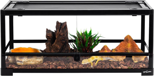 REPTI ZOO Glass Reptile Terrarium 20 Gallon, Front Opening Reptiles Tank 30" x 12"x 12" for Reptile Pets Gecko Lizard Snake, Top Screen Ventilation Escape Proof Lid - FurryFun