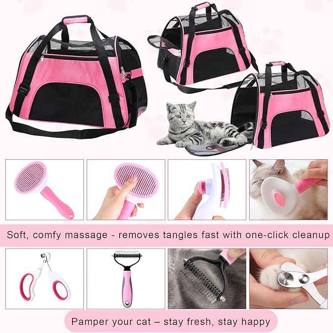 Eccliy 35 Pcs Kitten Starter Kit for 2 Indoor Kittens Essentials Including Carriers, Litter Boxes, Mats, Collars, Beds, Scratch Pad, Bowls, Toys Accessories Cat Welcome Gift Foster Adopt Supplies
