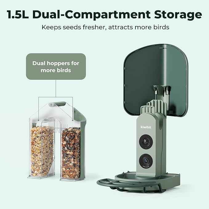 Solar Smart Bird Feeder with Camera, AI Bird Species Identification, 8MP Photos, 4K UHD Video Live Stream Wild Bird House Feeders for Outdoors, Bird Watching Gifts for Bird Lovers, Green