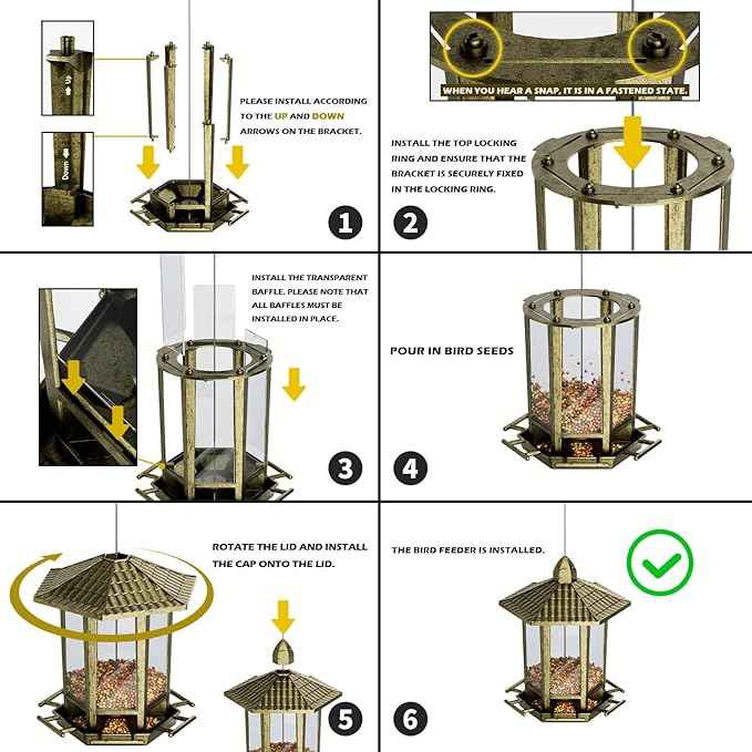 Birdream 2 Pack Bird Feeders for Outdoor, Retro Pagoda Design Fun Installation Bird Feeder, Attracting Wild Birds Chickadees Goldfinches Cardinals Finches and Sparrows - Retro Gold
