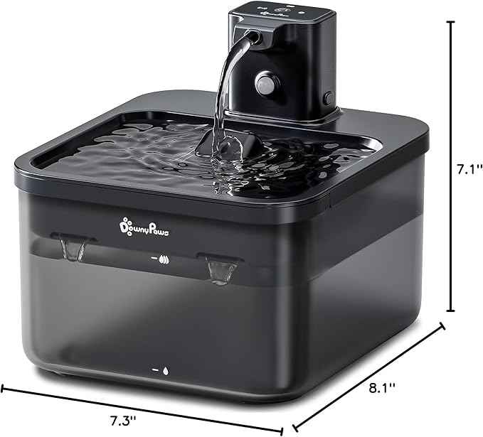 DownyPaws Cat Water Fountain Cordless, 84oz/2.5L Fursink Wireless Pet Water Fountains for Cats Indoor, Battery Operated Cat Drinking Fountain with Motion Sensor, Ultra Quiet Pump, BPA-Free, Black
