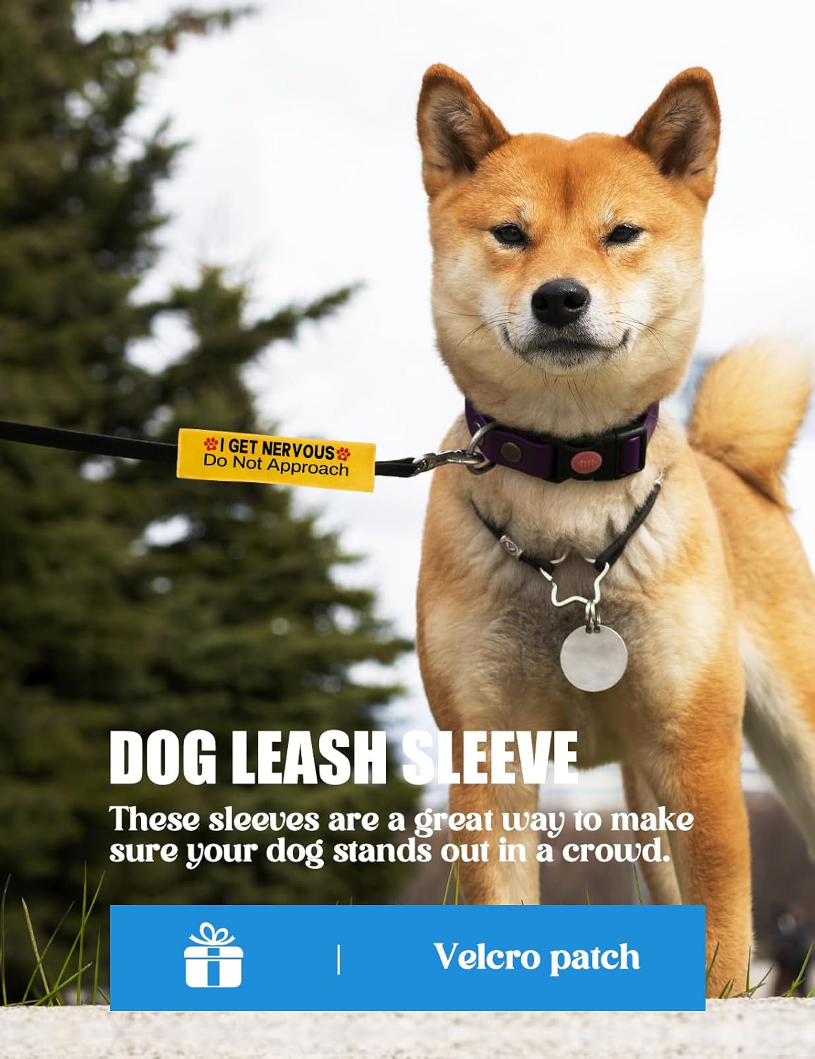 I get Nervous Dot Not Approach Dog Leash Sleeve, Funny Yellow Dog Leash Wrap Alert Hanging ID Patch Tag, Do No Pet Leash Wrap Do Not Pet Velcro Patch Wrap Pet Birthday Gifts for Dog Owners