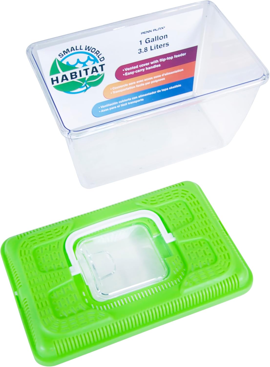 Penn-Plax Small World Habitat – Portable Clear and Transparent Plastic Tank – Excellent for Small Critters and Creatures – Easy to Clean & Handle – 1 Gallon, 10"L x 5.43"W x 6.26"H - FurryFun