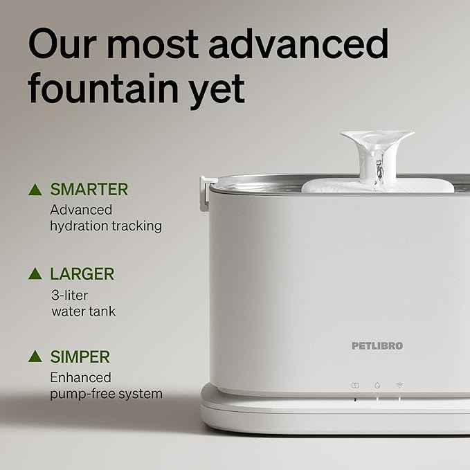 PETLIBRO Upgrade Cat Water Fountain Stainless Steel Tray, Dockstream 2 Cat Fountain Indoor, 3L/101oz Auto Cat Fountains for Drinking, App Monitoring Pet Water Fountain Dog, 5G WiFi Cat Water Dispenser