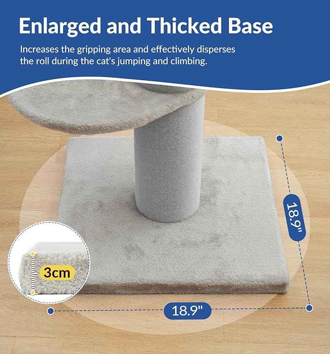 Cat Craft Cat Scratching Post with Bed Carpet Scratching Post with Perch Cat Pole for Indoor Cats Cat Tree Tower, Light Grey