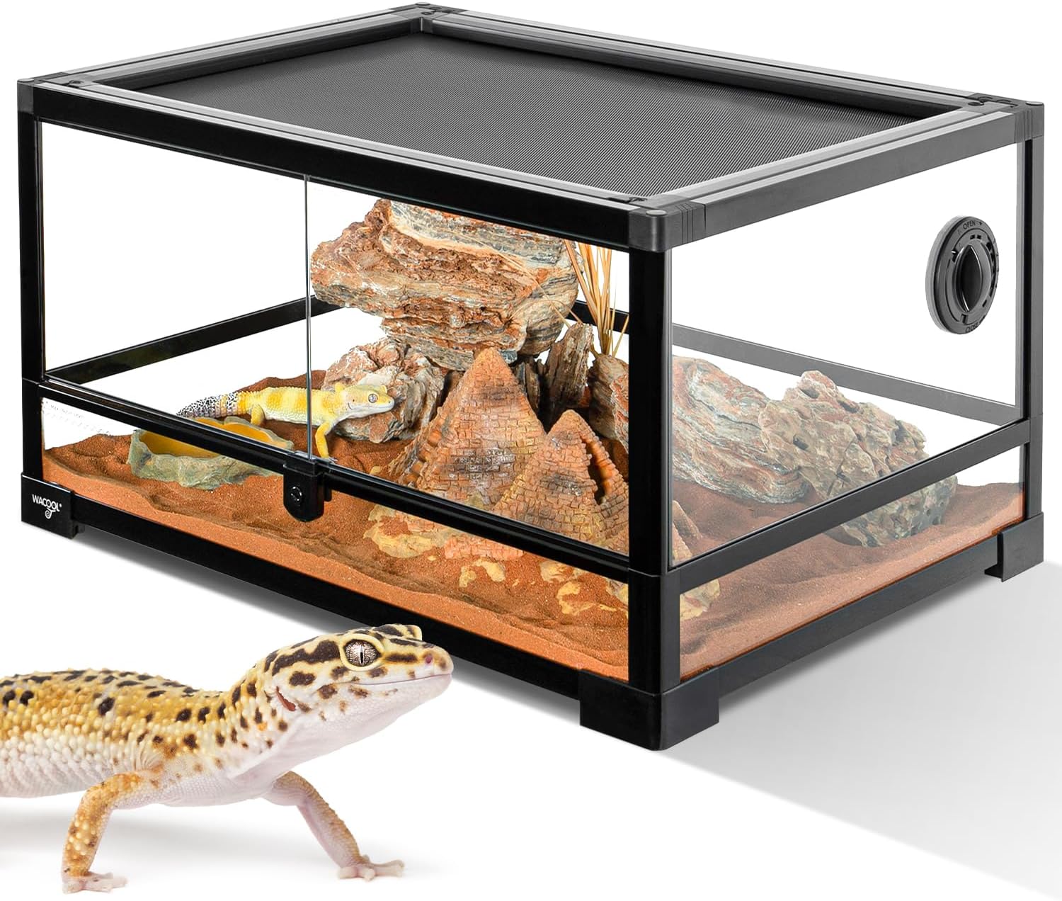 Reptile Tank 20 Gallon, 360°Full Vision Glass Reptile Terrarium 24" x 18" x 12", 24 in Wide Front Opening Reptile Tank for Desert and Tropical Reptiles Gecko Bearded Dragon Snake Hermit Crab - FurryFun