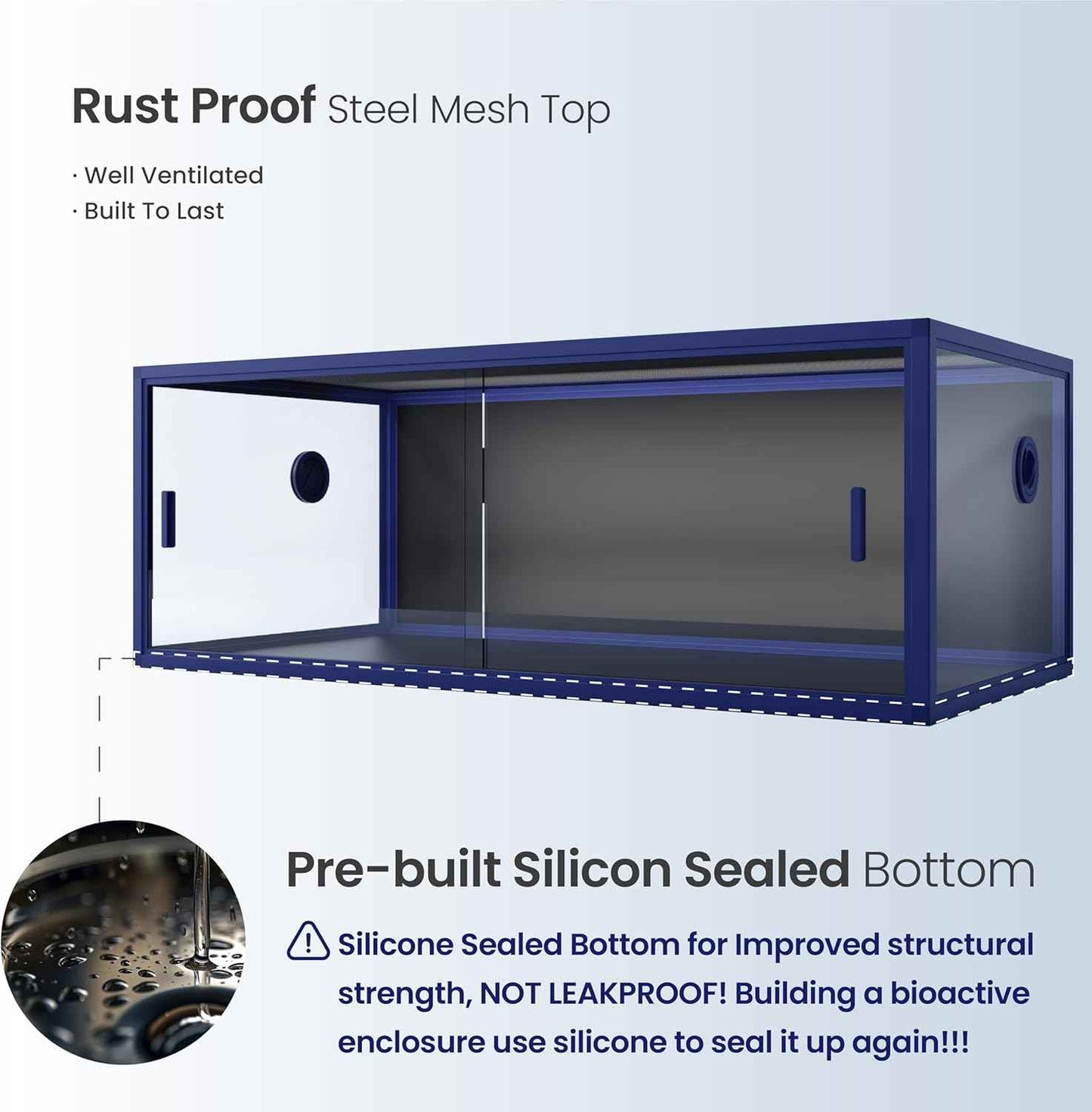 85 Gallon Snake Enclosure, Front Opening Reptile Tank for Easy Maintenance, Reptile Terrarium with Top Screen Ventilation 48''x24''x18''