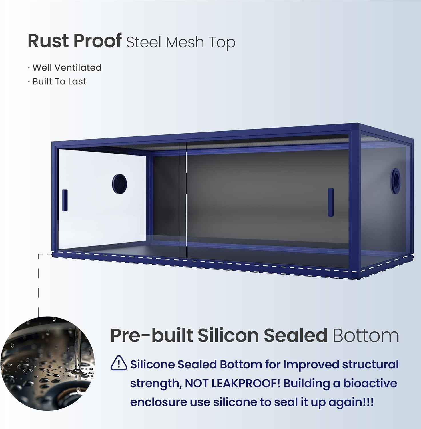 85 Gallon Snake Enclosure, Front Opening Reptile Tank for Easy Maintenance, Reptile Terrarium with Top Screen Ventilation 48''x24''x18''