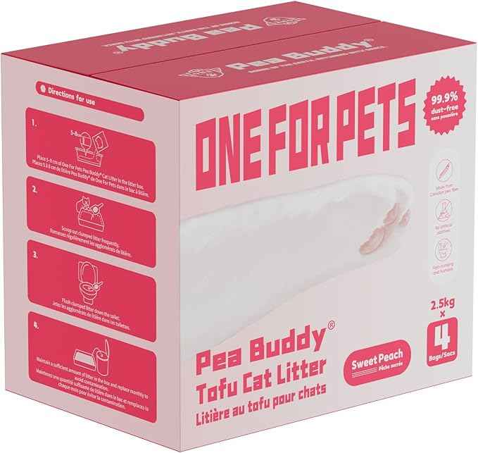 Pea Based Cat Litter, Dust Free Cat Litter, Low Tracking, and Natural Odor Control, Scented and Unscented (4 Pack (1 Case), Sweet Peach)