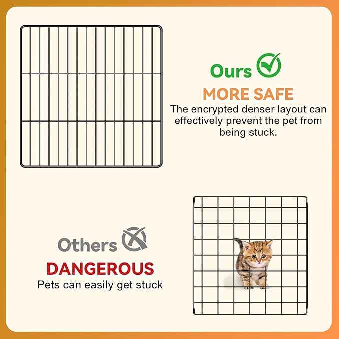 Cat Cage, 4-Tier DIY Cat Enclosures Catio, Cat Playpen Indoor & Outdoor with Hammock, Detachable Metal Wire Kennel Cats Crate, 2x2x4 Exercise Place for 1-3 Cats/Kitten