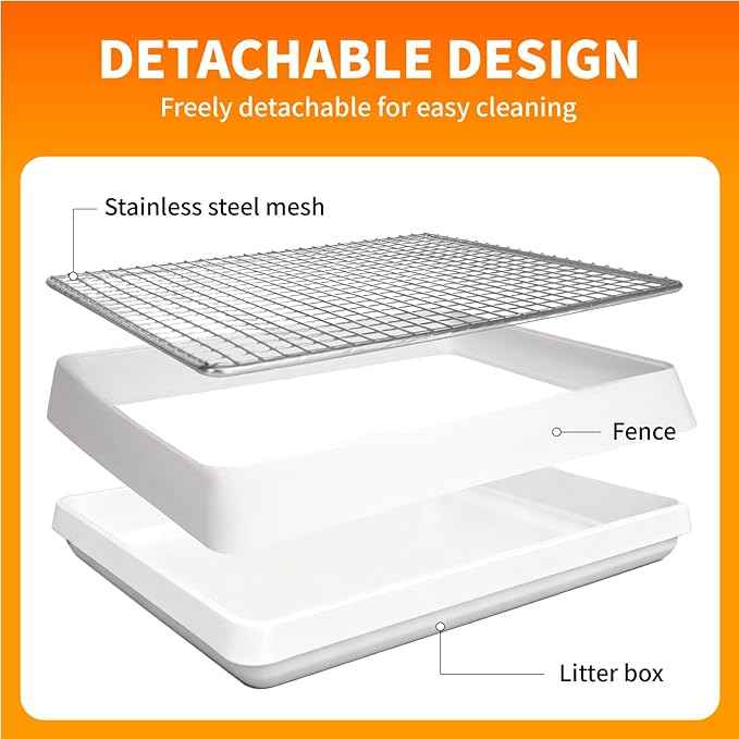 3 in 1 Rabbit Hay Feeder with Litter Box,Upgraded Metal Hay Rack & Litter Tray & Water Bowl,Quick Cleaning,Easy to Install,Bunny Supplies for Rabbit Guinea Pig Chinchilla Small Animals