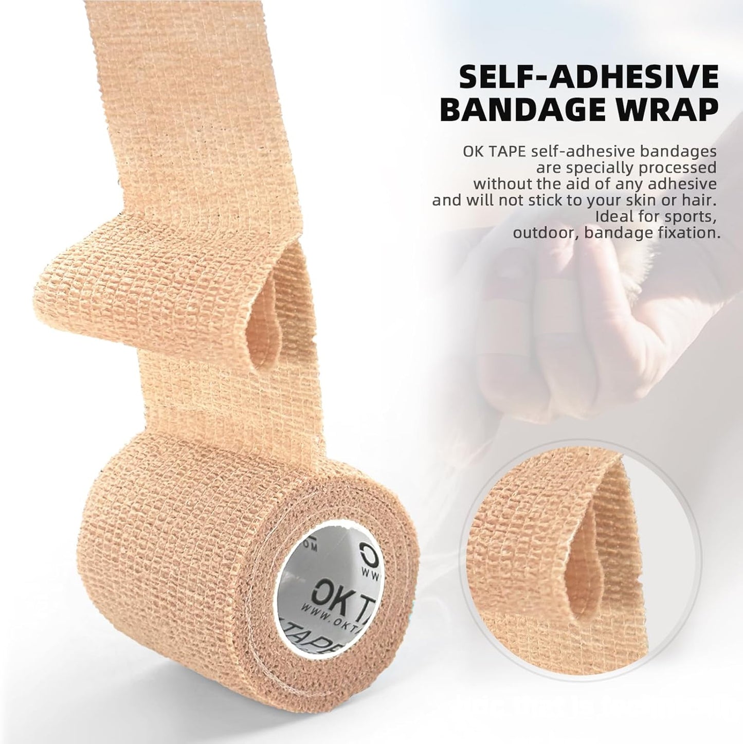 OK TAPE Self Adherent Cohesive Bandages Wrap - 24Packs, 1" x 5 Yards, Non-Woven Self Adhesive Bandage Wrap for Thumb, Finger, Wrist, Ankle, Vet Wrap Bandages Tape (Mixed Colors)