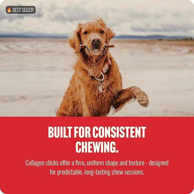 Natural Farm Peanut Butter Flavor Collagen Sticks for Dogs (12 Inch, 12 Count), Long-Lasting Beef Collagen Sticks, Rawhide Alternative Chews with Chondroitin & Glucosamine, Low-Fat Dental Treats