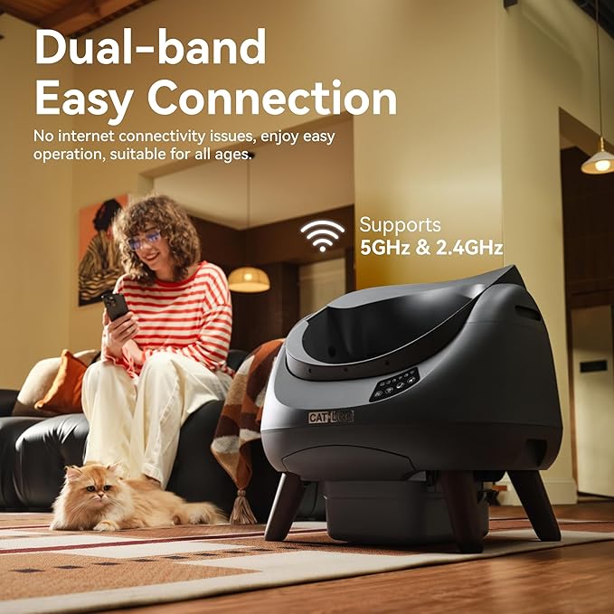 CATLINK Self Cleaning Cat Litter Box, Open Top Automatic Litter Box, Safe Anti-Pinch, AI Waste Analysis Health Monitor for Multi-Cat Recognition, 5G WiFi App Control, Odor Free, Open-X
