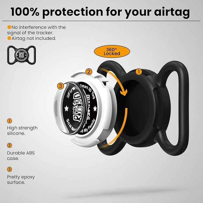 Waterproof AirTag Dog Collar Holder for Apple AirTag QR Code