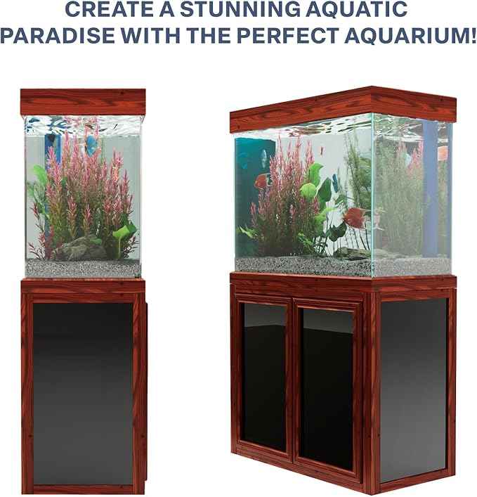50 Gallon Glass Aquarium with Aluminum Cabinet - Including Sump for Filtration and Circulation, Plumbing, LED, Redwood