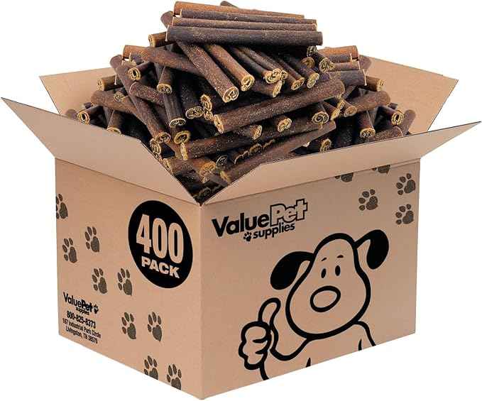 ValueBull Collagen Sticks for Dogs, 6 Inch Thick Chews, Natural Long-Lasting Dog Treats, 400 Count Wholesale Pack - Supports Joints, Skin & Coat with Chondroitin & Glucosamine