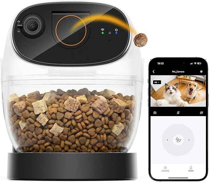 2026 3K Pet Camera Treat Dispenser, 32ft Remote Tossing for Dogs & Cats – Reduces Separation Anxiety, 360° View, Security Indoor Cam w/ Phone App, Barking Alerts, No Subscription, 5G WiFi, Robot M3