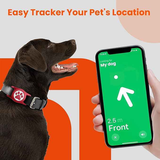 Waterproof Airtag Dog Collar Holder for Apple Air Tag, Silicone Dog Airtag Holder for Dogs & Cat Collars(Orange)