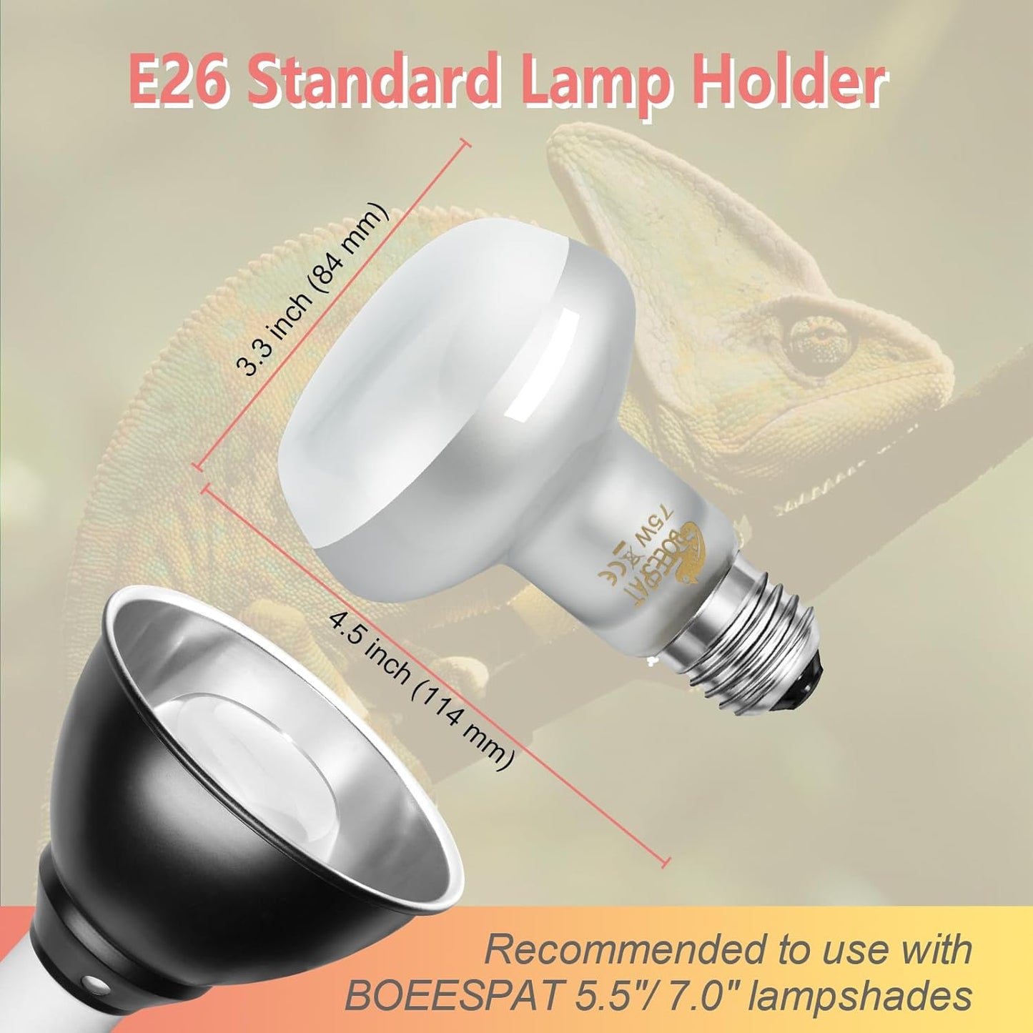 Intense 100W UVA Spotlight Heat Lamp Bulbs for Reptile Basking and Terrariums - Ideal for Desert-Dwelling Reptiles Like Bearded Dragons, Geckos, Iguanas, Lizards, Amphibians (Pack of 2)