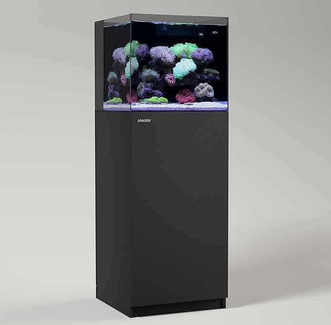 Landen 45P 15 Gallon Ultra Clear All Glass Rimless Low Iron Aquarium Tank with Rear Filtration Chamber(Return Pump Included)for Salt and Fresh Water.17.7''Wx17.7''Dx15.8''H in(45x45x40cm)6mm Thickness