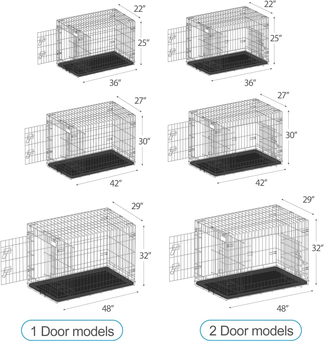 PetsTuff Great CRATES 36” Large Dog Crate - Heavy-Duty Dog Kennel with Divider Panel for Pets 40-60 lbs - Durable Leaf-Proof Tray - Foldable, Carry Handle & Wheels for Easy Moving