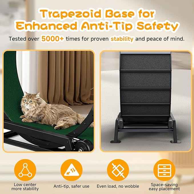 GTPLAYER Cat Wheels, Large Cat Exercise Wheel for Indoor Cats, 40"Diameter cat treadmill Detachable Carpet & Teaser, stickers, Ultra-quiet scroll wheel With latch, Suitable for Most Cats, Metal, Green