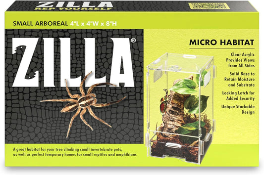 Zilla Micro Habitat Terrarium, Arboreal, with Locking Latch, for Isopods, Spiders, Insects, Small - FurryFun