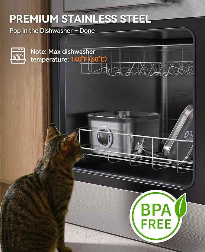 Stainless Steel Cat Water Fountain, 2.8L with 20dB Ultra-Quiet Pump- Ideal for Timid Pets, LED Water Level Window, Dishwasher Safe, 24/7 Circulation- Includes 3 Replacement Filters
