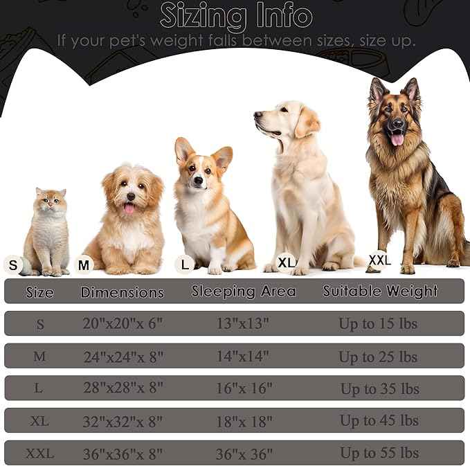 Dog Beds Large Sized Dog and Cats, 32in Pet Beds for Large Pet, Washable Indestructible Extra Large Dog Bed (Black)