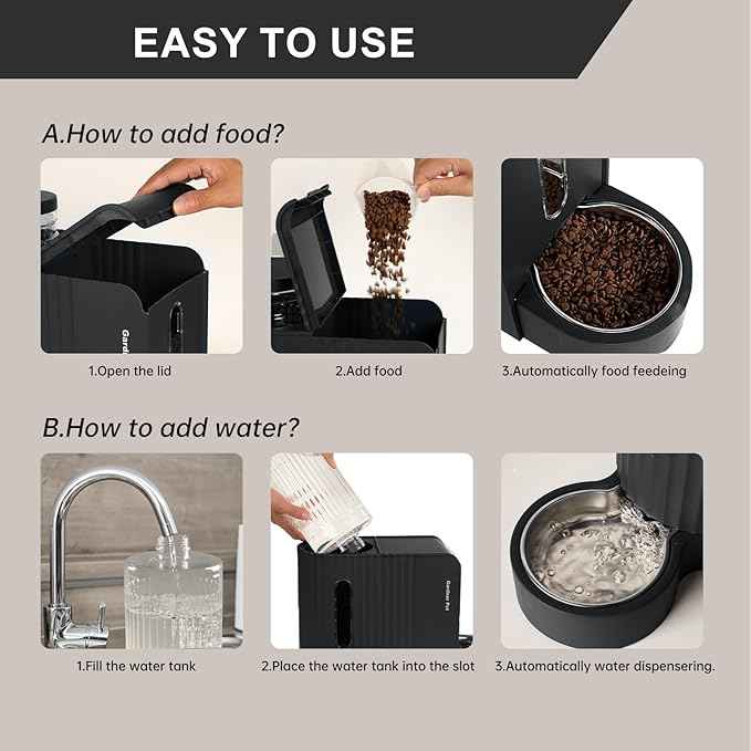 Automatic Gravity Pet Feeder, 1.8 Gallons*2 Dog Feeder and Water Dispenser Set, 2-in-1 Automatic 100% BPA-Free Feeder and Stainless Steel Water Dispenser for Dogs, Cats, Rabbits, Puppies (Black)