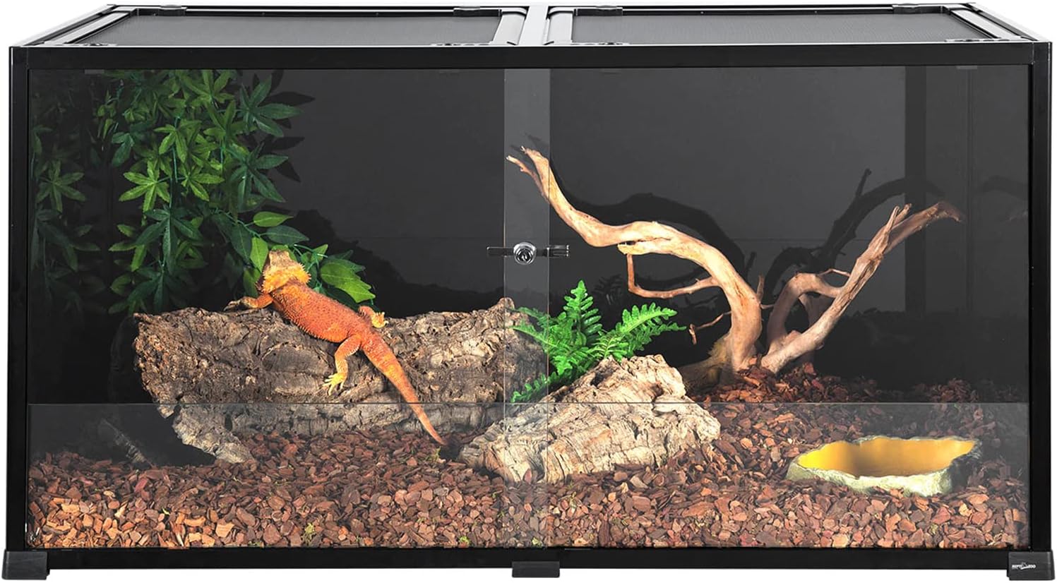 REPTIZOO Large 120 Gallon Reptile Terrarium, Reptile Tank 48" x 24" x 24" Black-Tinted Eco-Terrarium - FurryFun