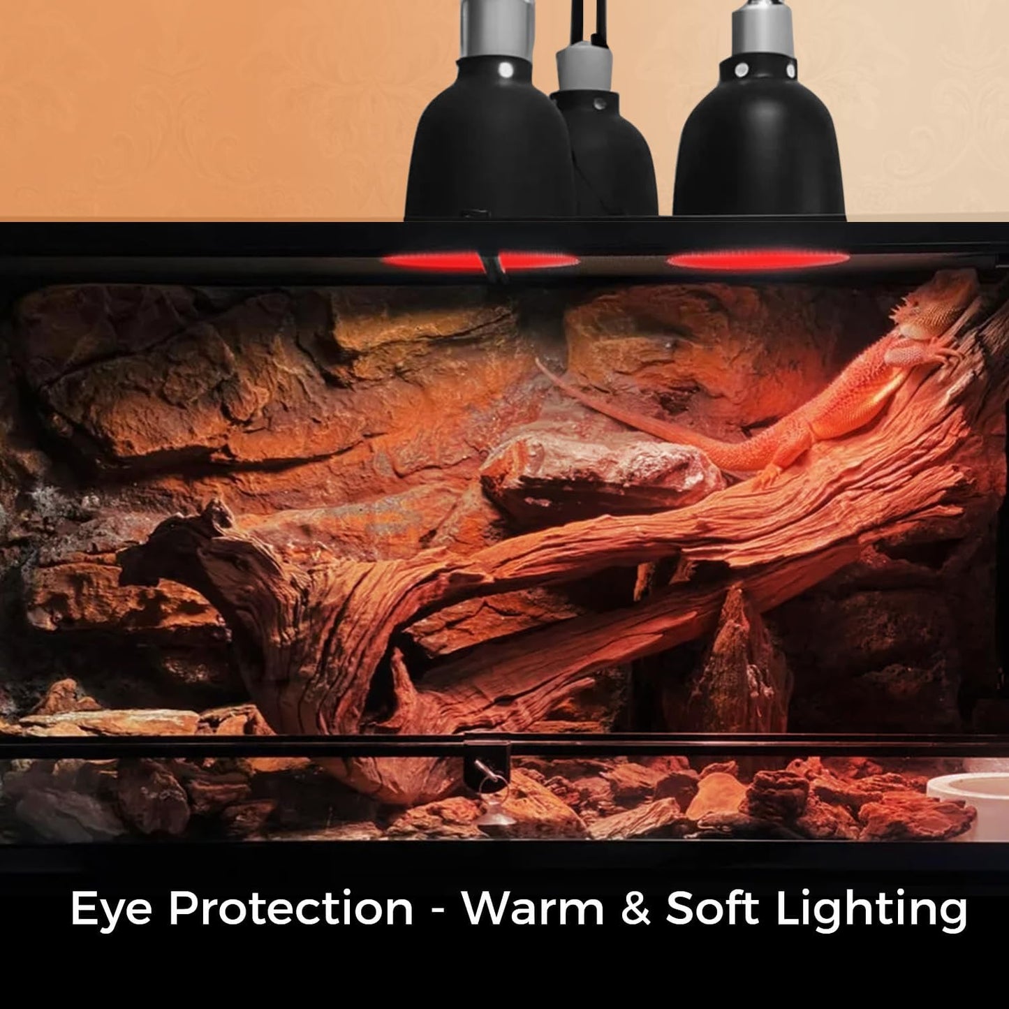 Reptile Heat Lamp Bulb 75W 2PCS, Infrared Heat Emitter Red Heat Lamp for Reptile Amphibian, Infrared Basking Spot Light Bulb