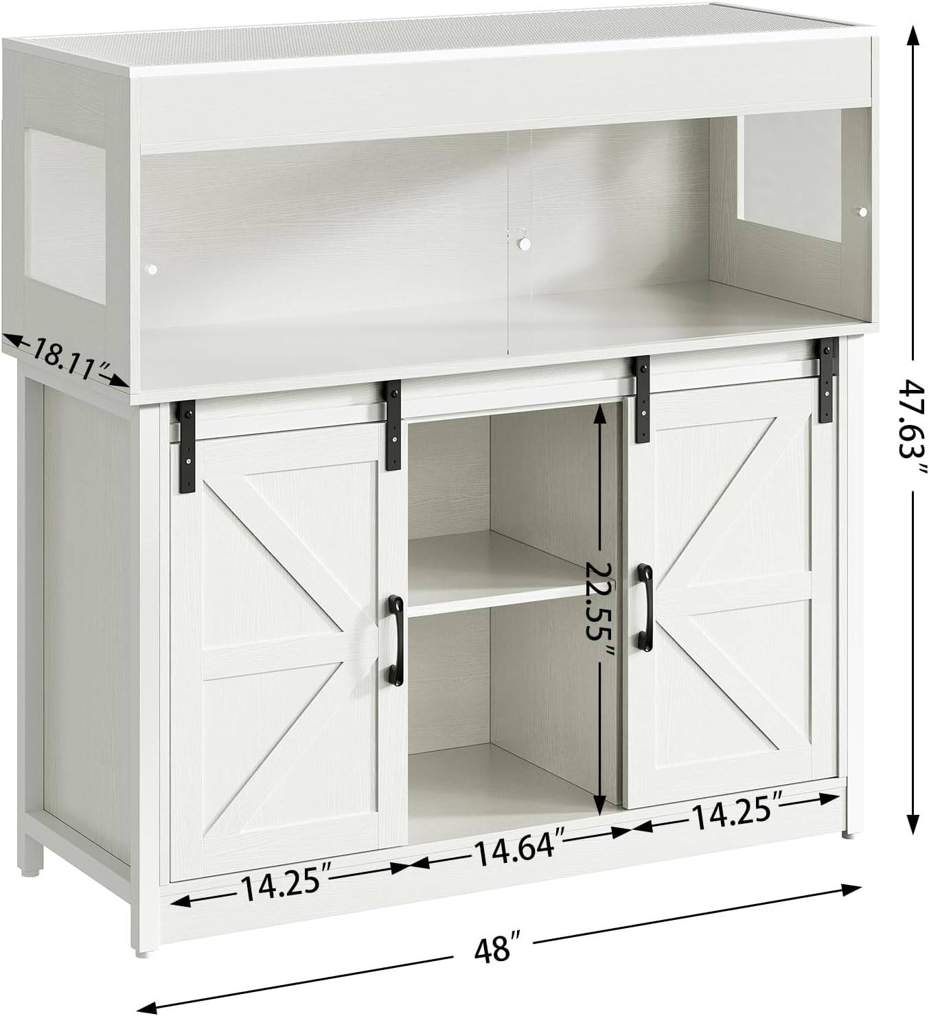60 Gallon Reptile Terrarium with Stand, Terrarium Enclosure with Acrylic Doors, Storage Cabinet with Barn Door, Mesh Lid & Power Outlet – Vivarium Habitat for Medium Reptiles White PX05RTW - FurryFun