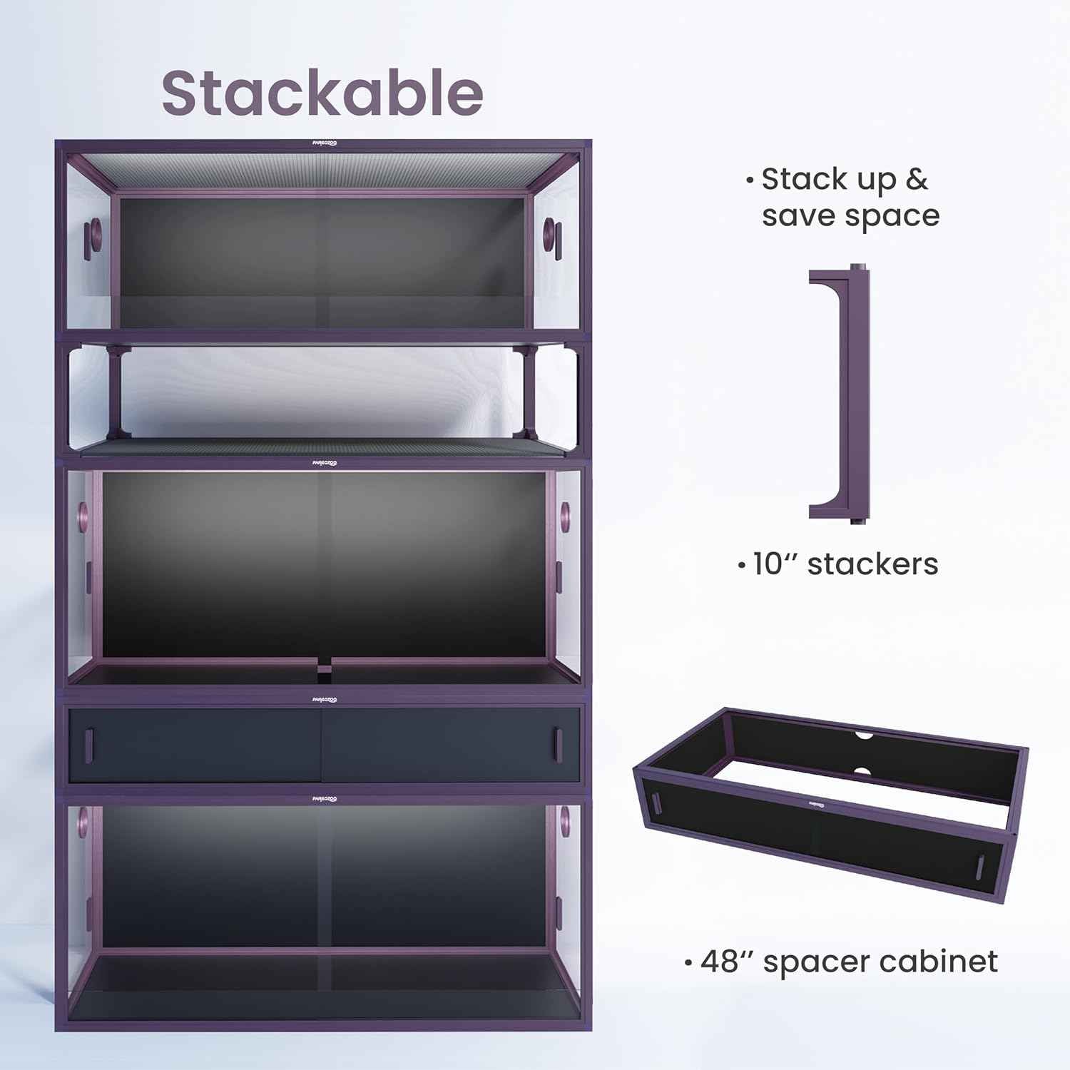 85 Gallon Reptile Tank, Front Opening Snake Tank for Easy Maintenance, Reptile Enclosure with Top Screen Ventilation 48''x24''x18''