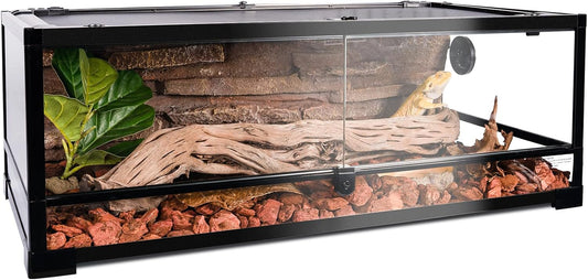 Tempered Glass Reptile Tank, 36" x 18"x 12" Front Opening Terrarium with Top Screen Ventilation & Water-Holding Bottom, 35 Gallon Reptile Enclosure for Bearded Dragon, Snake, Leopard Gecko - FurryFun