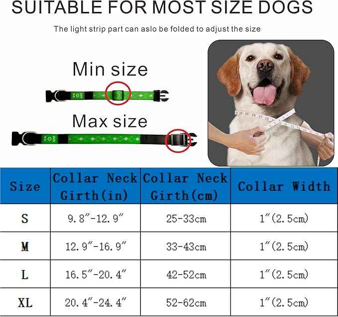 LED Dog Collar with AirTag Holder and Custom ID Tag, 15 Light Modes, Waterproof, Multiple Colors (PURPLE, S(7.87-11.8"))