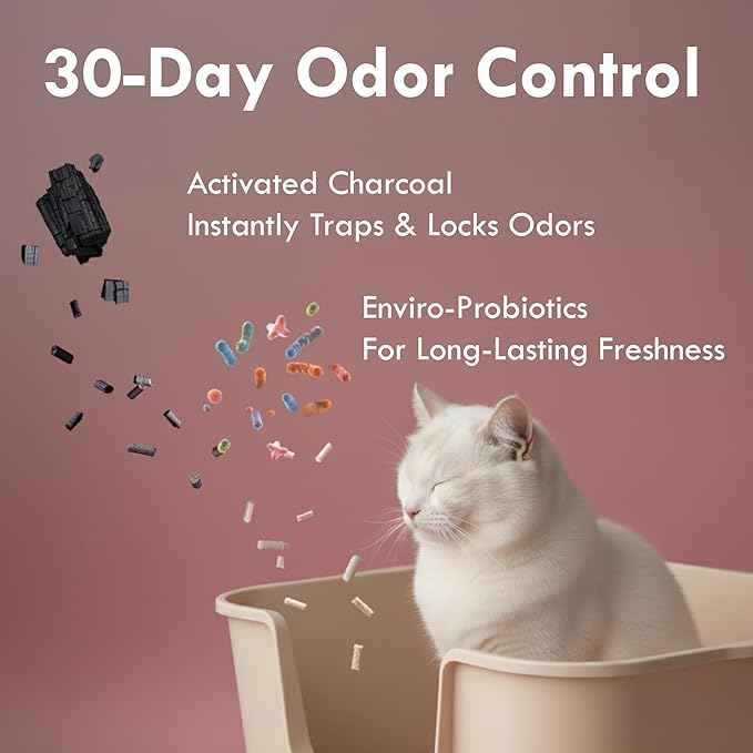 Lady N Granular Tofu Cat Litter Mini-Pellet Compatible with Automatic Self Cleaning Cat Litter Box, Strong Clumping, Low Dust, Odor Control Activated Charcoal 9lb