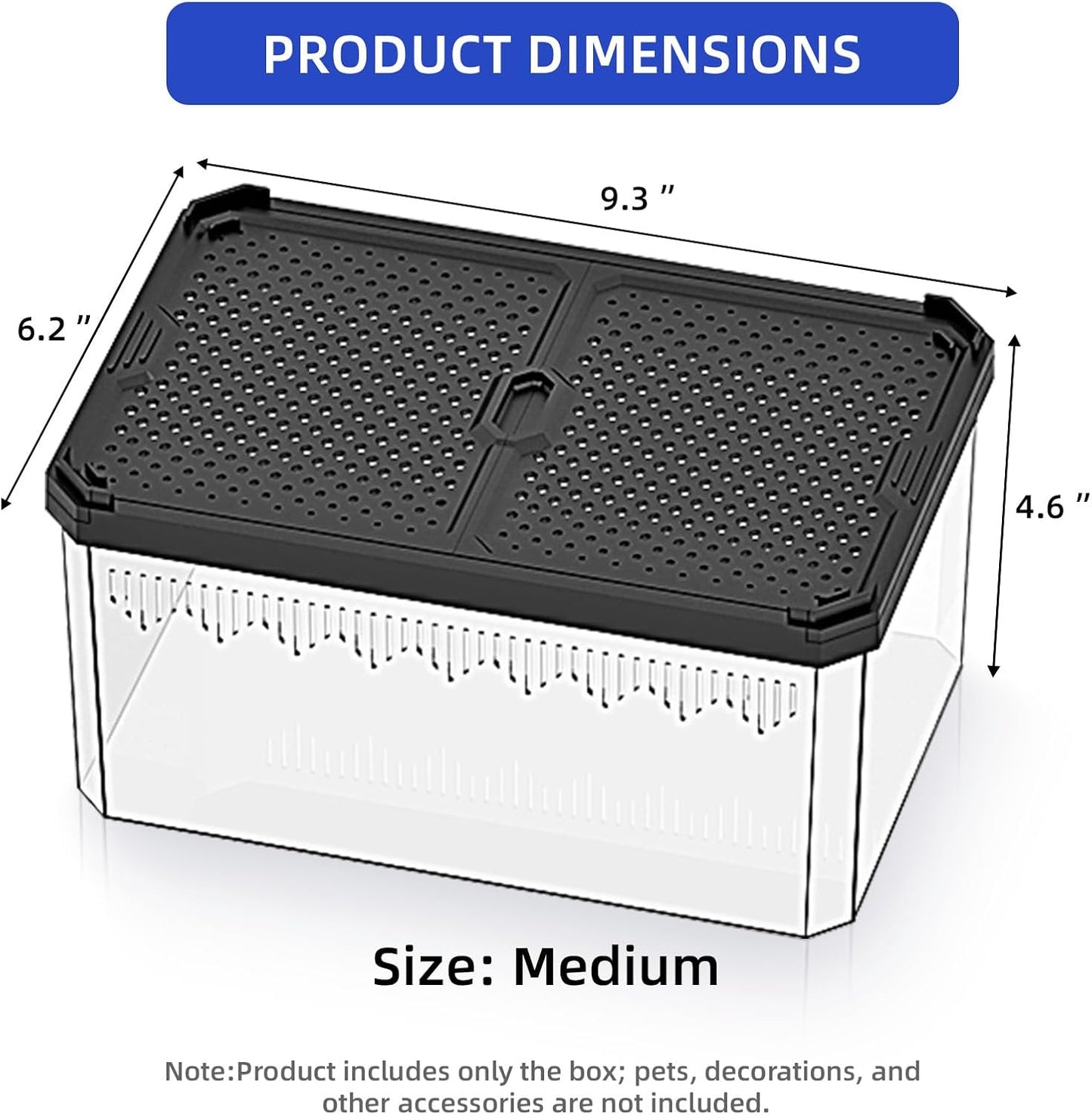 High-Transparency Reptile & Insect Enclosure Terrarium with Magnetic Door, Excellent Ventilation, Easy Cleaning, and Strong, Long-Lasting Build for Gecko, Tarantula, Hermit Crab (9.3x6.2x4.6 Inch) - FurryFun