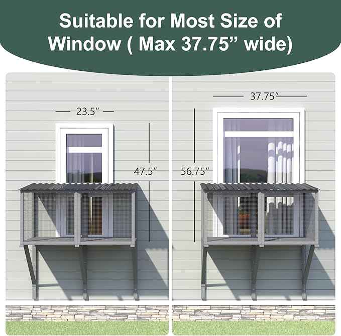 Cat Catio, Cat Window Perch for Large Indoor Cats - for Sunbathing, Napping & Overlooking, Wooden Window Hammock for Safely Enjoying The Outdoor Sights Scents and Sounds