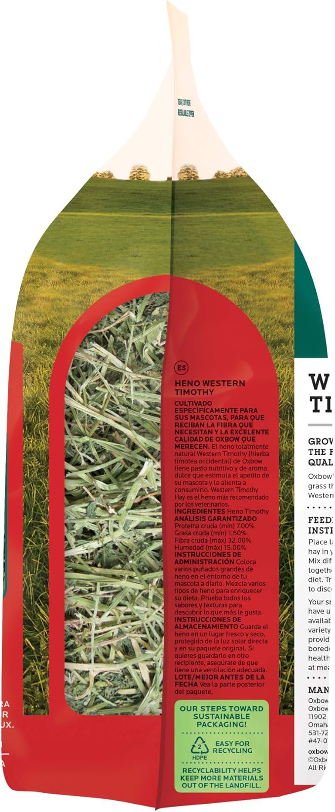 Oxbow Animal Health Western Timothy Hay - All Natural Hay for Rabbits, Guinea Pigs, Chinchillas, Hamsters & Gerbils - 15 oz. (Pack of 2)
